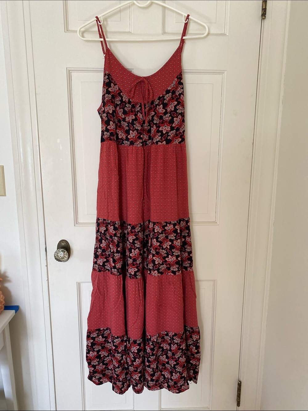 boc Red Floral & Polka Dot Tiered Maxi Dress